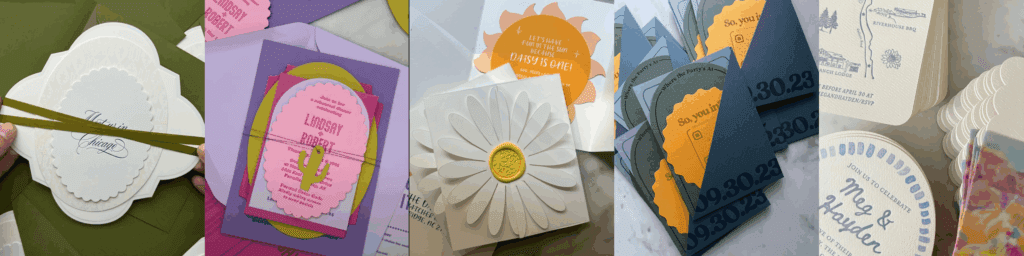 die-cut shape invitations by Design by Laney